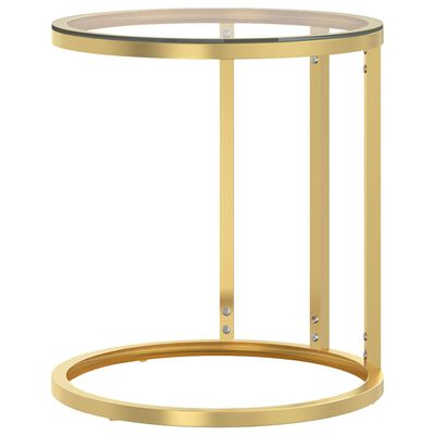 vidaXL Side Table Gold and Transparent 45 cm Tempered Glass