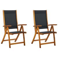 vidaXL Folding Garden Chairs 2 pcs Solid Acacia Wood and Textilene