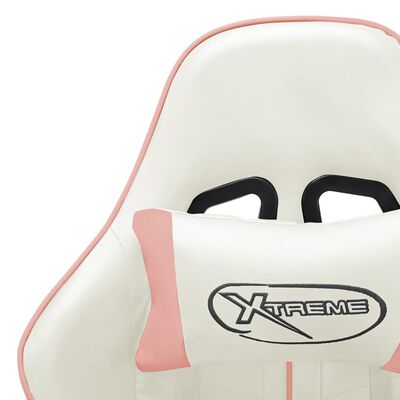 vidaXL Gaming Chair White and Pink Artificial Leather