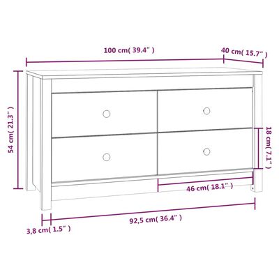 vidaXL Side Cabinet 100x40x54 cm Solid Wood Pine