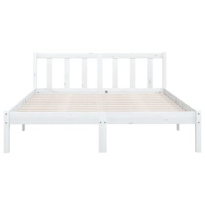 vidaXL Bed Frame without Mattress White Solid Wood Double