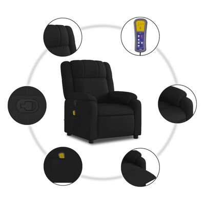 vidaXL Massage Recliner Chair Black Fabric