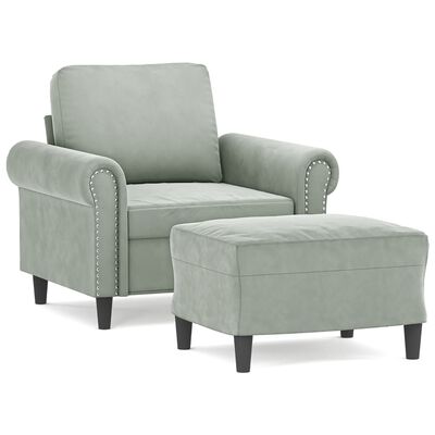 vidaXL Sofa Chair with Footstool Light Grey 60 cm Velvet