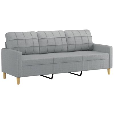 vidaXL 3-Seater Sofa with Throw Pillows Light Grey 180 cm Fabric