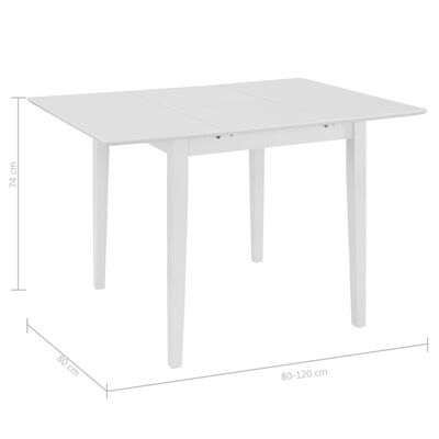 vidaXL Extendable Dining Table White (80-120)x80x74 cm MDF