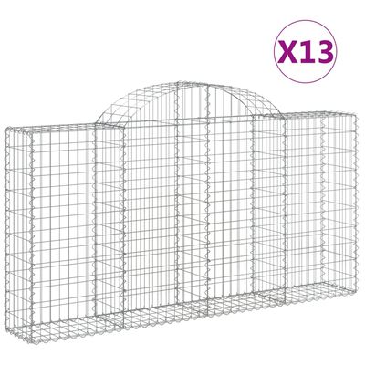 vidaXL Arched Gabion Baskets 13 pcs 200x30x100/120 cm Galvanised Iron