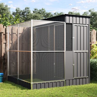 vidaXL Aviary with Extension Silver 209x203x216 cm Steel