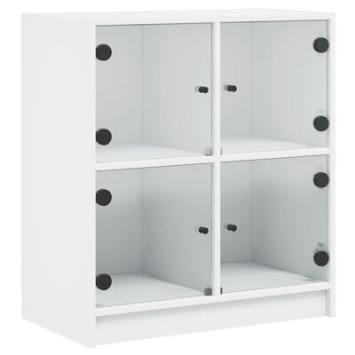 vidaXL Side Cabinet with Glass Doors White 68x37x75.5 cm