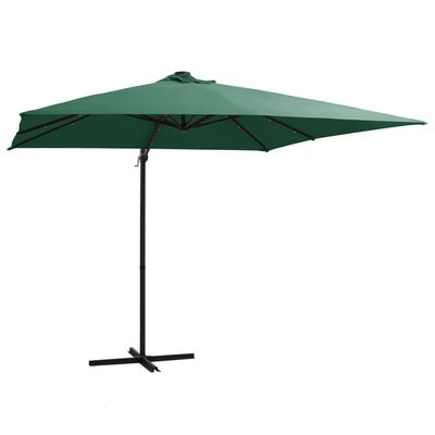 vidaXL Cantilever Garden Parasol with LED lights and Steel Pole 250x250 cm Green