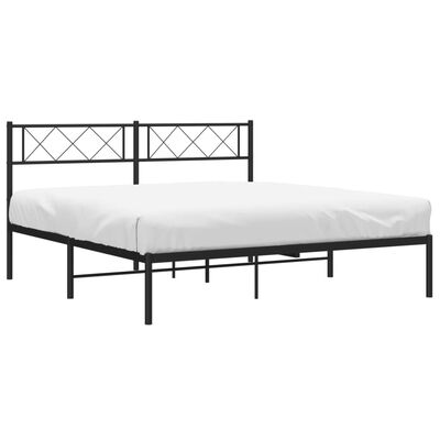 vidaXL Metal Bed Frame without Mattress with Headboard Black 150x200cm