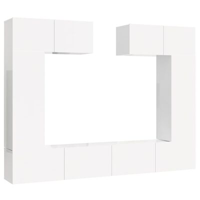 vidaXL 6 Piece TV Cabinet Set High Gloss White Engineered Wood