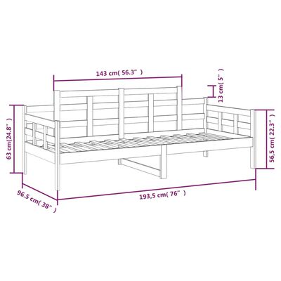 vidaXL Day Bed without Mattress White Solid Wood Pine 90x190 cm Single