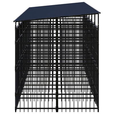 vidaXL Outdoor Dog Kennel with Roof Steel 11.06 m²