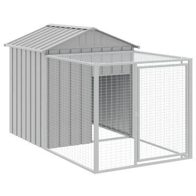 vidaXL Chicken Cage with Run Light Grey 117x201x123 cm Galvanised Steel