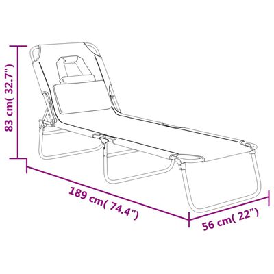 vidaXL Folding Sun Lounger Black Oxford Fabric&Powder-coated Steel