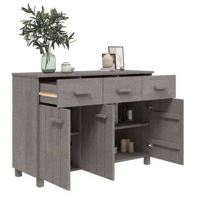 vidaXL Sideboard HAMAR Light Grey 113x40x80 cm Solid Wood Pine