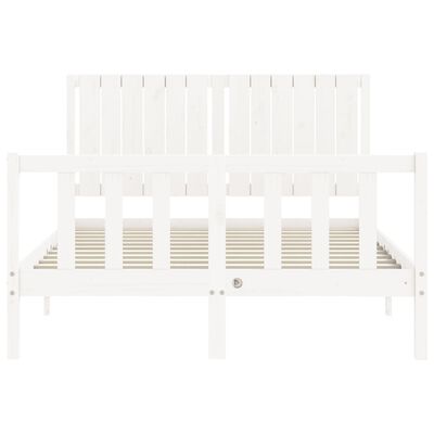 vidaXL Bed Frame with Headboard White Double Solid Wood