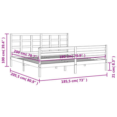 vidaXL Bed Frame without Mattress Super King Size Solid Wood