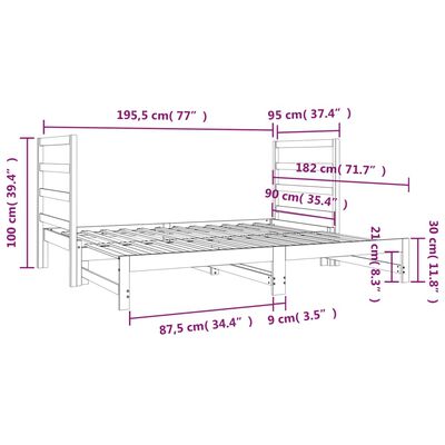 vidaXL Pull-out Day Bed without Mattress 2x(90x190) cm