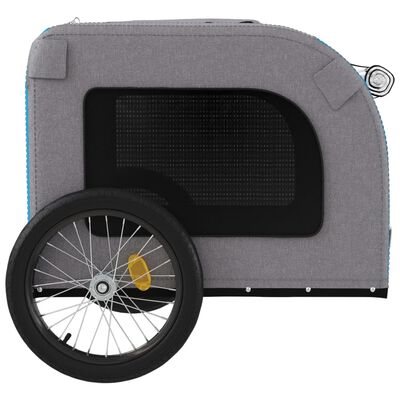 vidaXL Pet Bike Trailer Blue and Grey Oxford Fabric&Iron