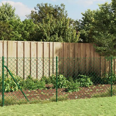 vidaXL Chain Link Fence Green 1x25 m