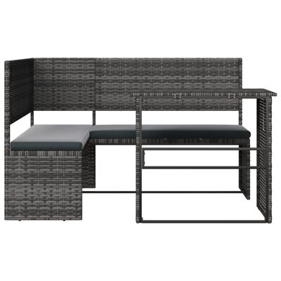 vidaXL Garden Sofa with Table and Cushions L-Shaped Grey Poly Rattan