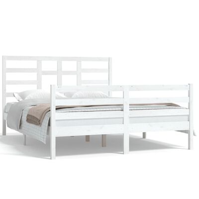 vidaXL Bed Frame White Solid Wood 150x200 cm King Size