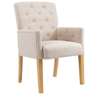 vidaXL Dining Chair with Armrests Beige Fabric