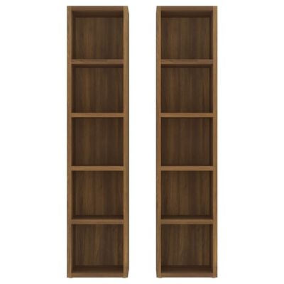 vidaXL CD Cabinets 2 pcs Brown Oak 21x16x93.5 cm Engineered Wood