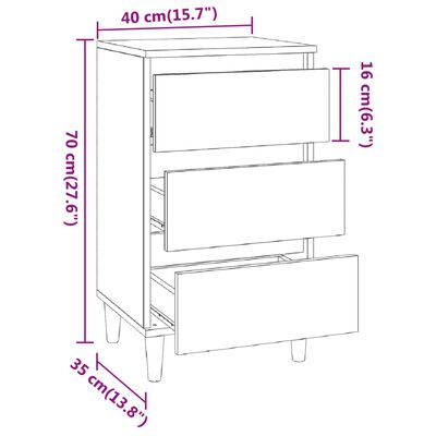 vidaXL Bedside Cabinet Brown Oak 40x35x70 cm Engineered Wood