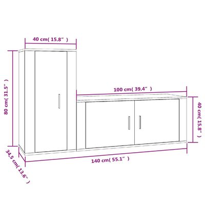 vidaXL 2 Piece TV Cabinet Set Smoked Oak Engineered Wood