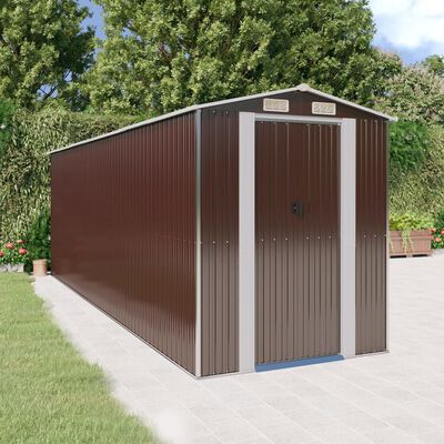 vidaXL Garden Shed Dark Brown 192x606x223 cm Galvanised Steel