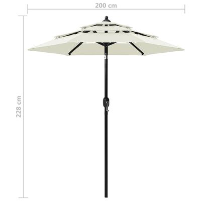 vidaXL 3-Tier Garden Parasol with Aluminium Pole Sand 2 m