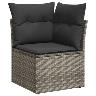 vidaXL 11 Piece Garden Sofa Set with Cushions Grey Poly Rattan