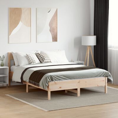 vidaXL Bed Frame without Mattress 150x200 cm King Size Solid Wood Pine