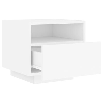 vidaXL Bedside Cabinet with LED Lights White 40x39x37 cm