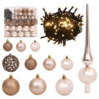 vidaXL Artificial Hinged Christmas Tree 300 LEDs & Ball Set 180 cm