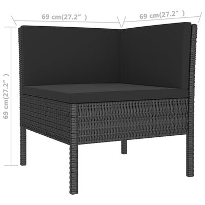 vidaXL 11 Piece Garden Lounge Set with Cushions Poly Rattan Black