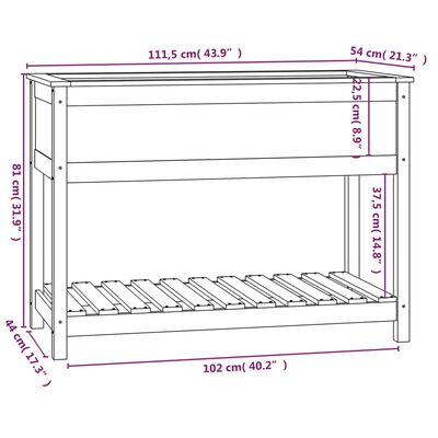 vidaXL Planter with Shelf Grey 111.5x54x81 cm Solid Wood Pine