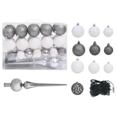 vidaXL Artificial Pre-lit Christmas Tree with Ball Set White 150 cm