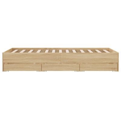 vidaXL Bed Frame with Drawers without Mattress Sonoma Oak 135x190 cm Double