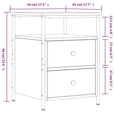 vidaXL Bedside Cabinets 2 pcs Brown Oak 44x45x60 cm Engineered Wood