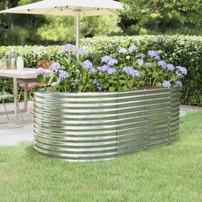 vidaXL Garden Raised Bed Powder-coated Steel 175x100x68 cm Silver