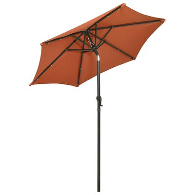 vidaXL Garden Parasol with LED Lights Terracotta 200x211 cm Aluminium