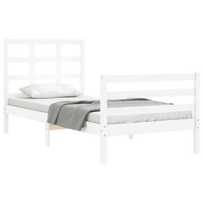 vidaXL Bed Frame without Mattress White Single Solid Wood