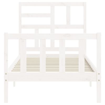 vidaXL Bed Frame without Mattress White Single Solid Wood Pine