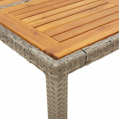 vidaXL Garden Table 150x90x75 cm Acacia Wood and Poly Rattan Grey