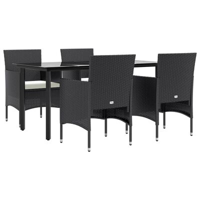 vidaXL 5 Piece Garden Dining Set with Cushions Black