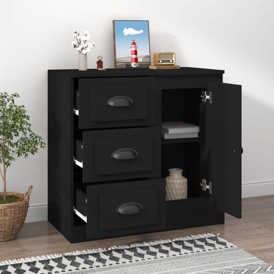 vidaXL Sideboard Black 70x35.5x67.5 cm Engineered Wood