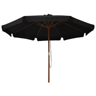 vidaXL Garden Parasol with Wooden Pole 330 cm Black